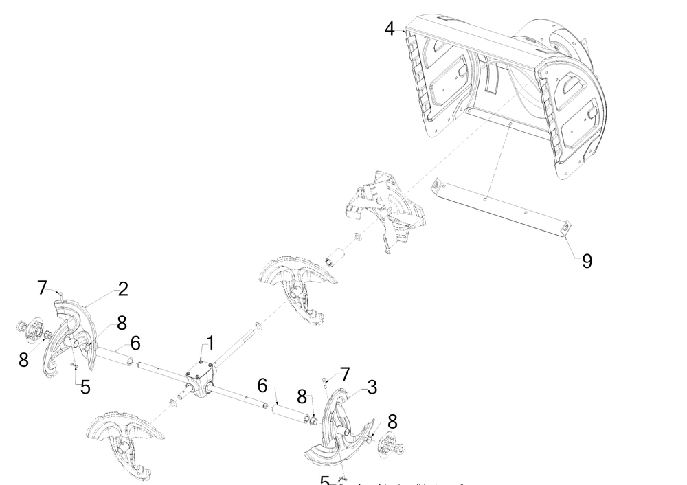 Auger Housing Diagram and Parts List for 3X24-INCH (31AH54SC710)(2016) Cub Cadet Snow Blower